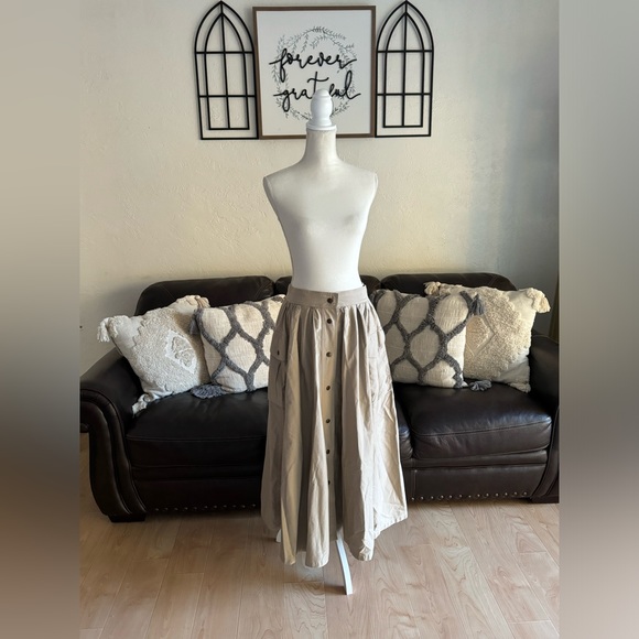 Vintage Y2K DKNY Maxi Length Button Snap Front Circle Skirt Size 14 Retro Summer - Picture 5 of 16